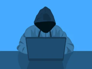 hacker at laptop attacking pc gamers but tolerate tech will help protect and keep them safe
